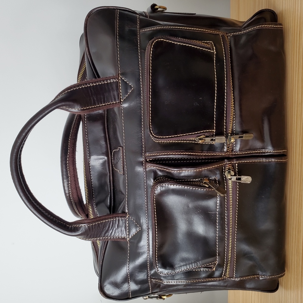 Vintage Brown Leather 16‘’ Laptop Briefcase Handbags Black Professional Briefcas